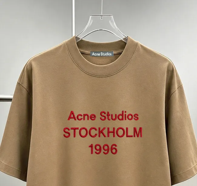Acne*Studios*2026Ss exclusive couple Hot Sale g high-count T-shirt "different currency fabric" short-sleeved tee negative ion upper body is very comfortable, Same Style half-sleeve for men and women, dropped shoulders and loose fit Color: Black White Coffee Brown Size: S (90-130 pounds) M (125-150 pounds) L (135-165 pounds) XL (160-190 pounds) XXL (185 pounds)